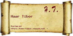 Haar Tibor névjegykártya